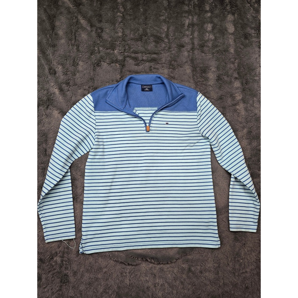 Crown & Ivy Mens Striped Quarter Zip Pullover Blue Green Small 0308